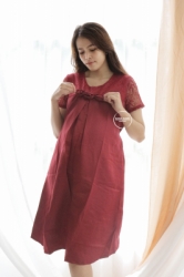 MAMA HAMIL TERLARIS Celine Dress Bahan Adem Baju Hamil Menyusui Brokat Pesta Modis Elegant Pita Atas   DRO 794 15  large